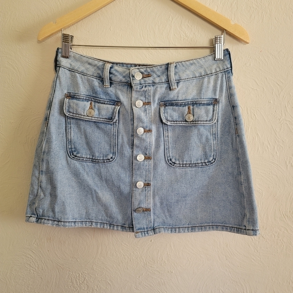 PacSun, Denim Button Down Mini Skirt, Sweetie Blue, Size 26 Regular‎
